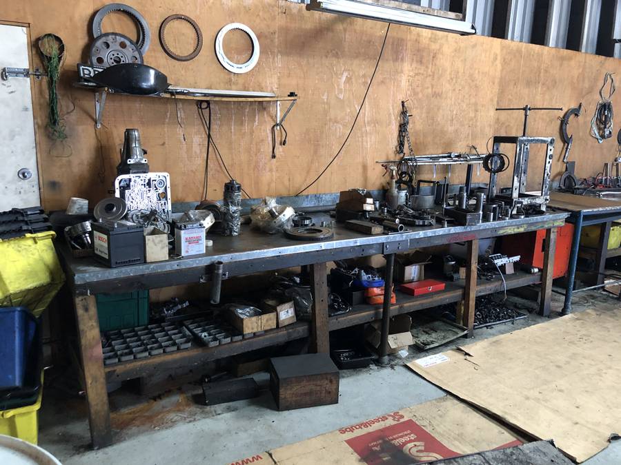 Steel Capped Work Bench With Contents Manual Press Number8 Bid